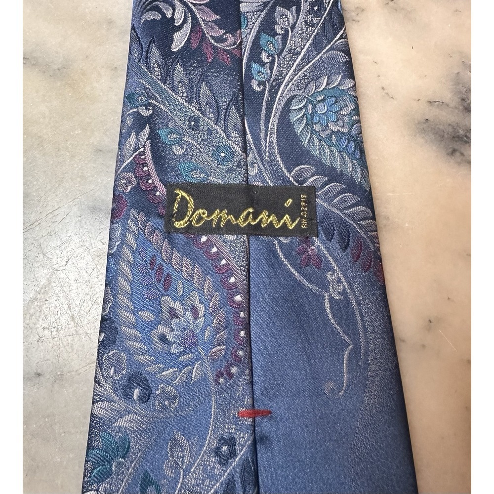 Vintage Domani Blue Floral Tie Made In USA